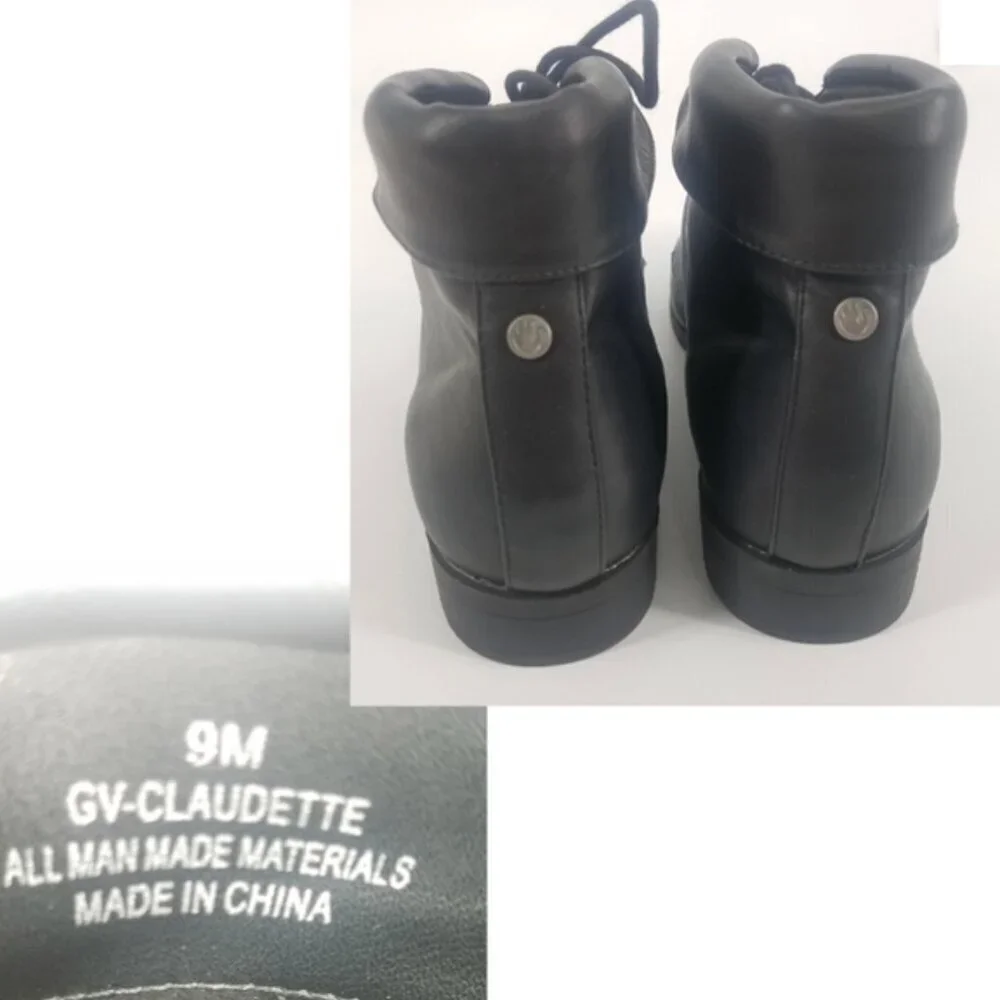 NWOB Gloria Vanderbilt Women's Claudette Ankle Boot Dark Academia Black Gothic 9
